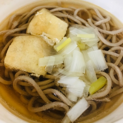 シンプルきつねそば、余った納豆のたれで