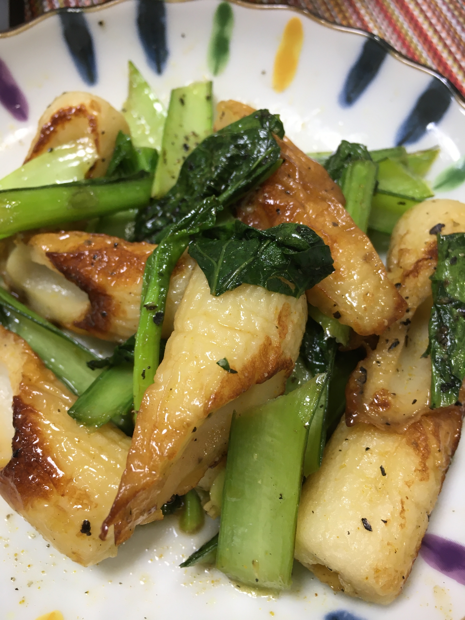 ちくわと小松菜のカレー風味炒め