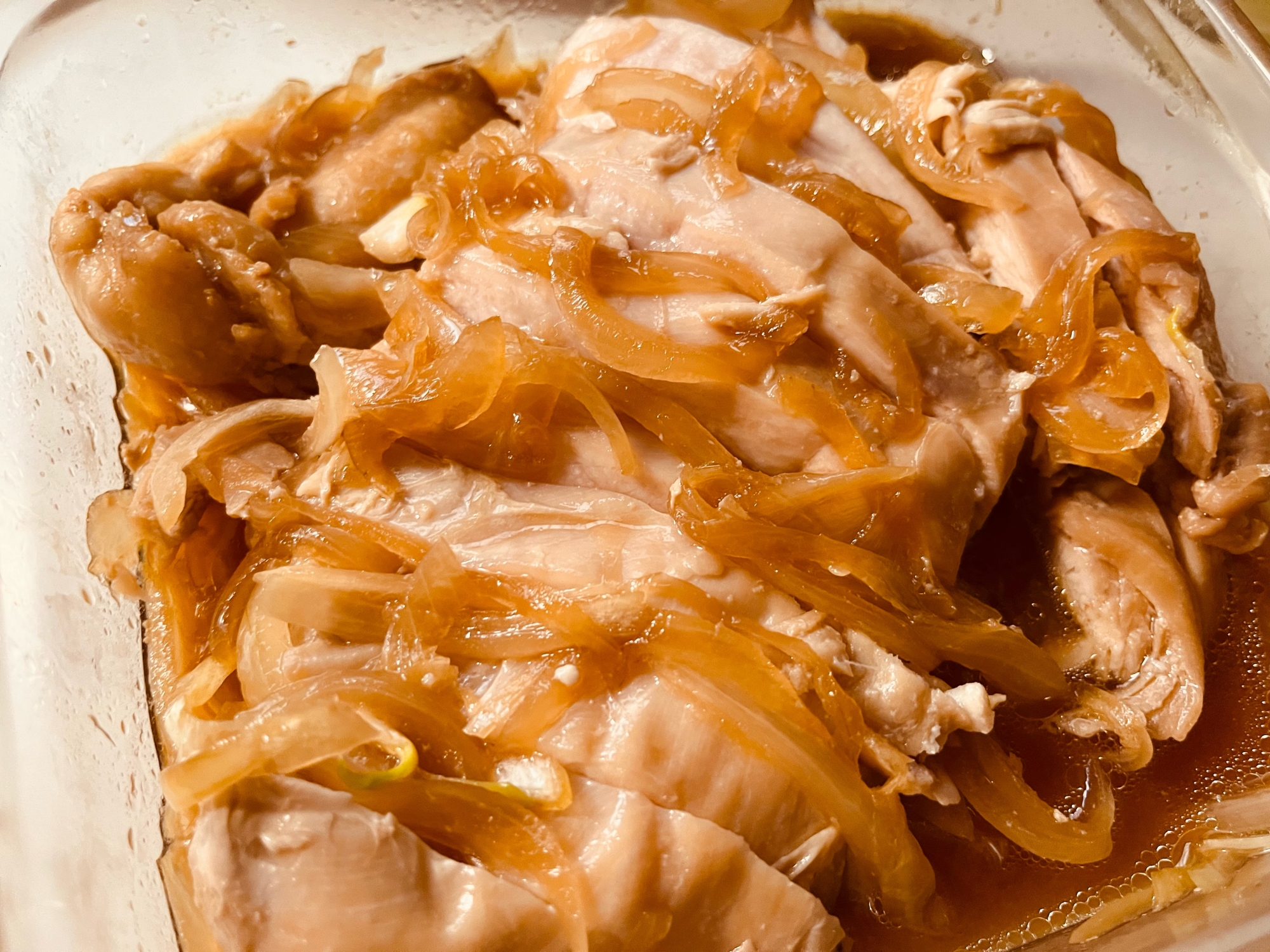 レンジで簡単！むね肉と玉ねぎの甘辛煮