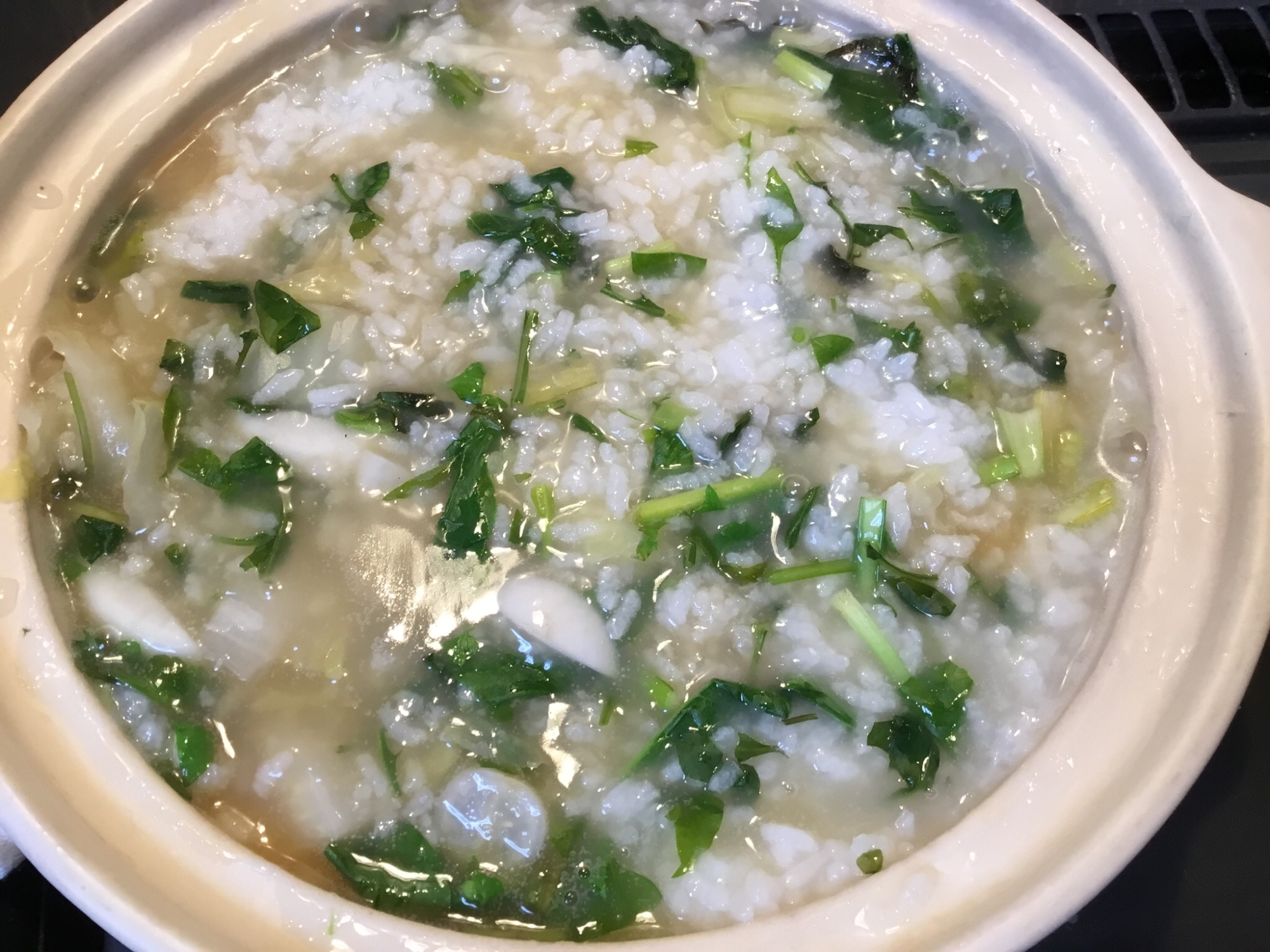 土鍋で七草粥