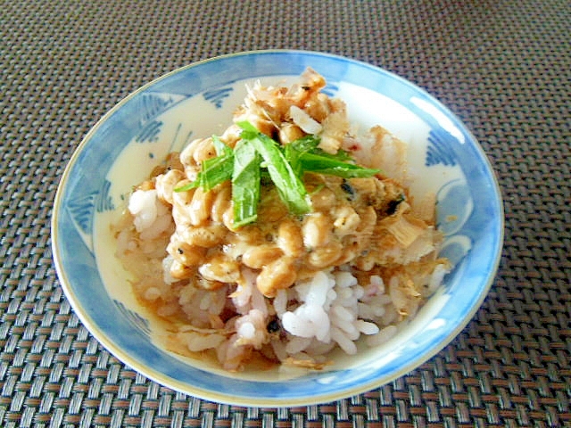 焼きナスと納豆の雑穀ごはん♡