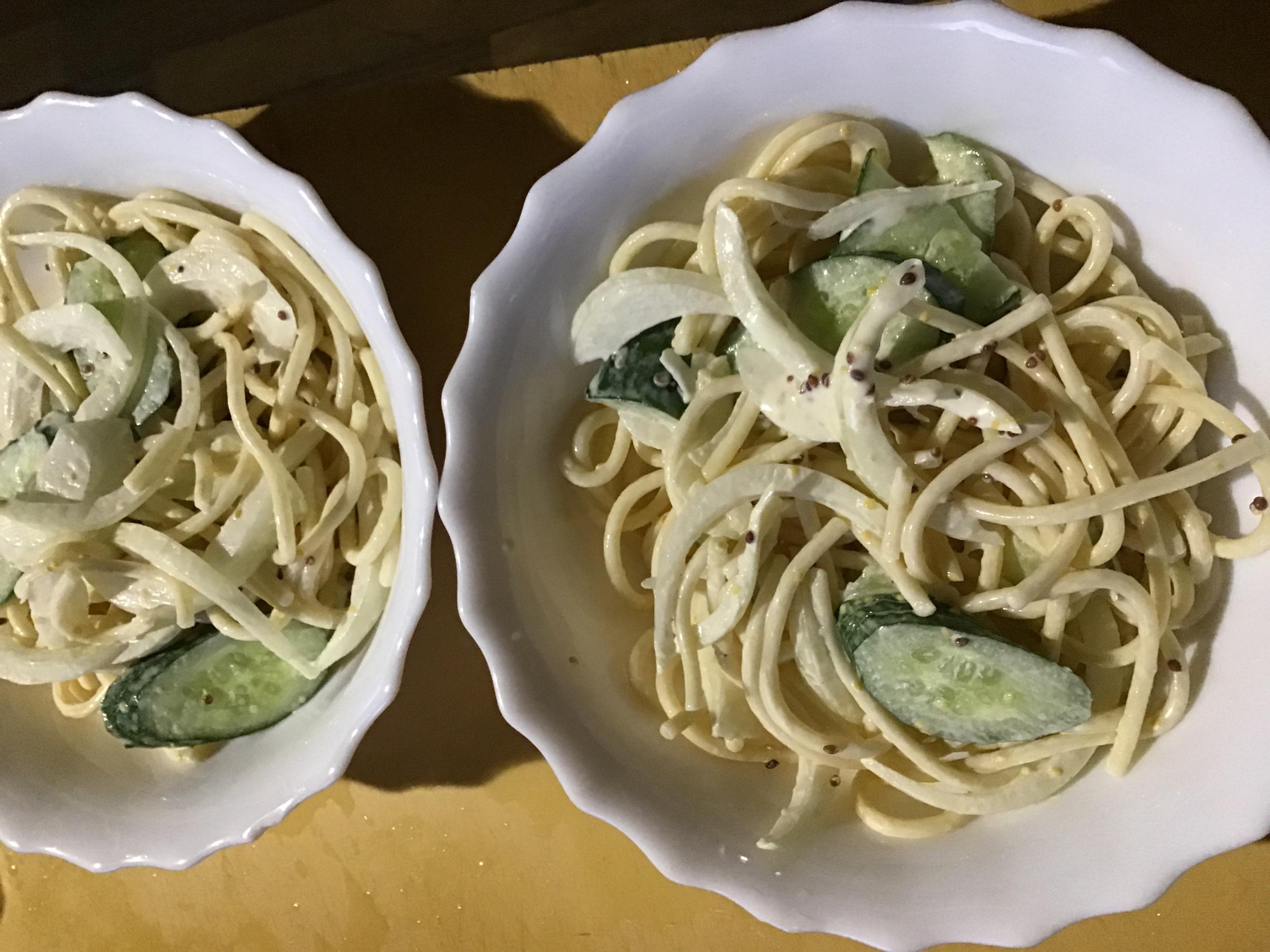 鶏ムネと野菜のサラスパ。