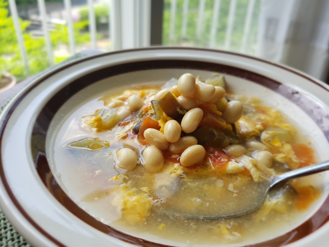 【独居自炊】大豆の煮汁で塩スープ