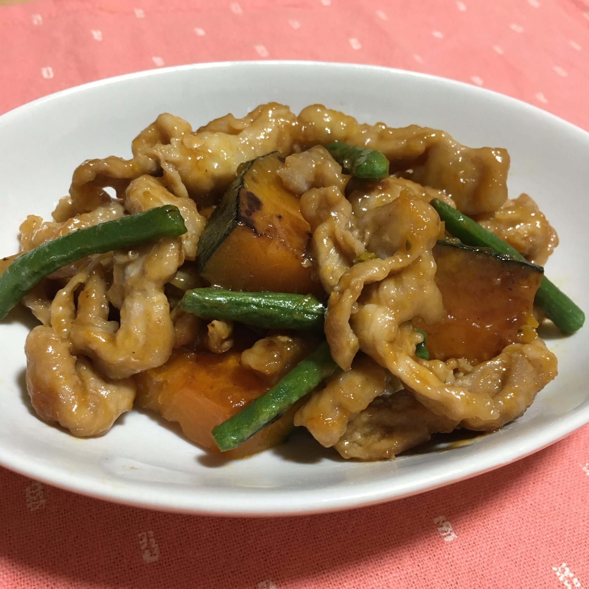 簡単おかず！豚肉とかぼちゃの甘辛煮