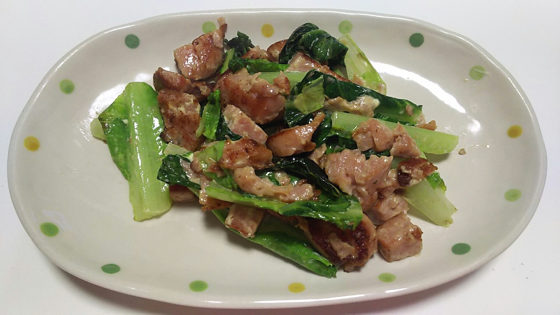 ロメインレタスとスパムのマヨ炒め