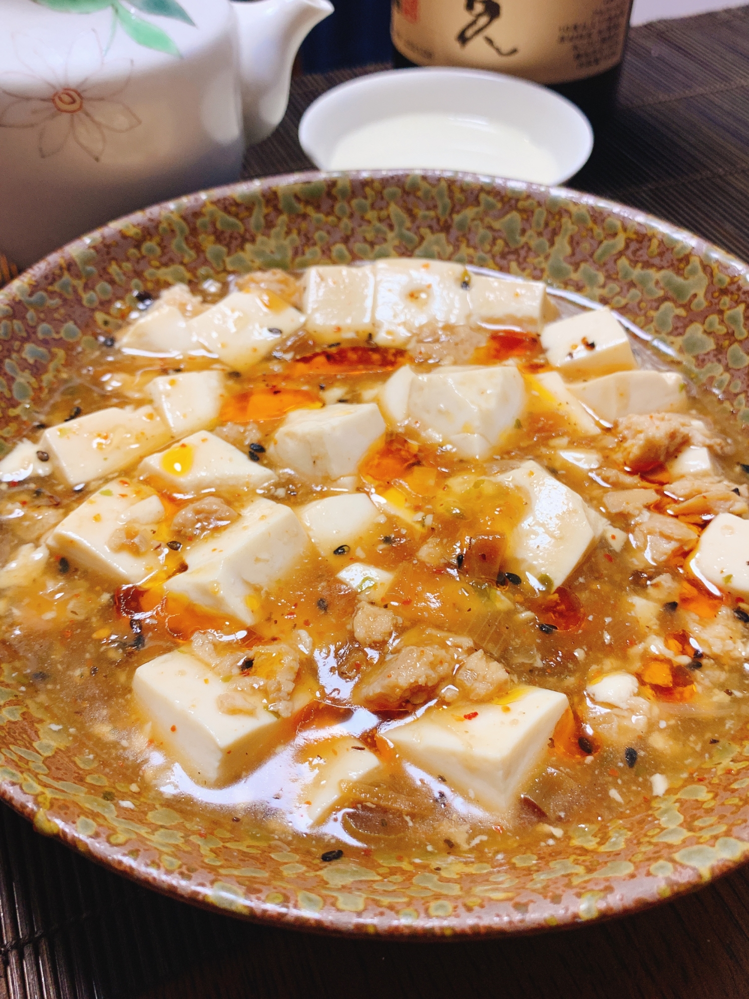 軟骨こりこり、あっさり味の痺れ鶏麻婆豆腐