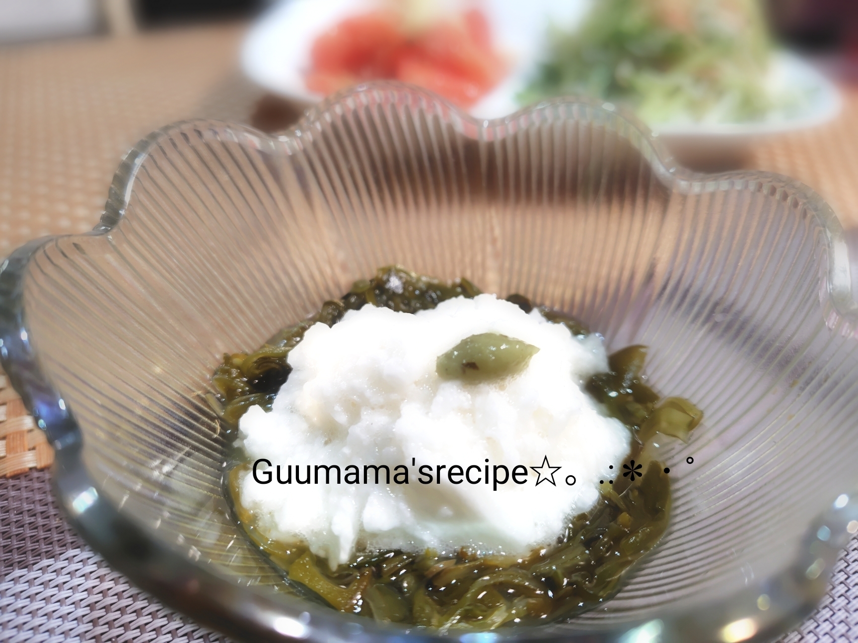 腸活♡ネバネバコンビ♡めかぶと長芋のわさび和え