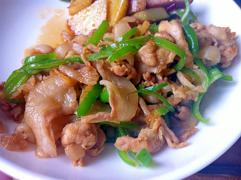 ピーマンと豚肉のニンニク醤油炒め