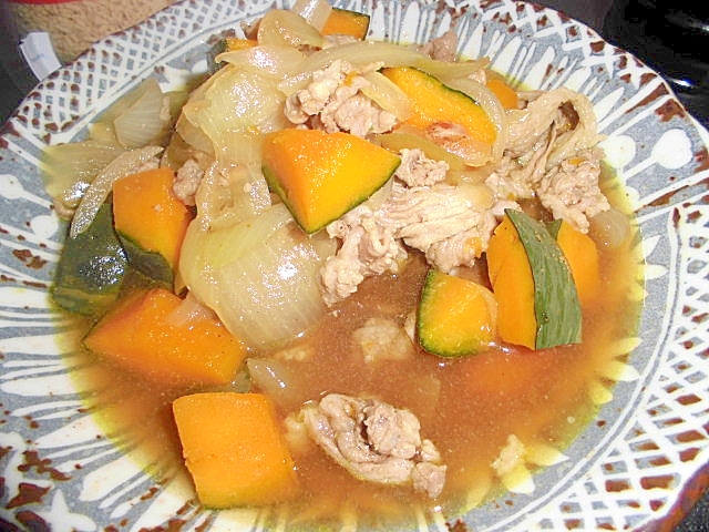 豚肉とかぼちゃのカレー醤油煮