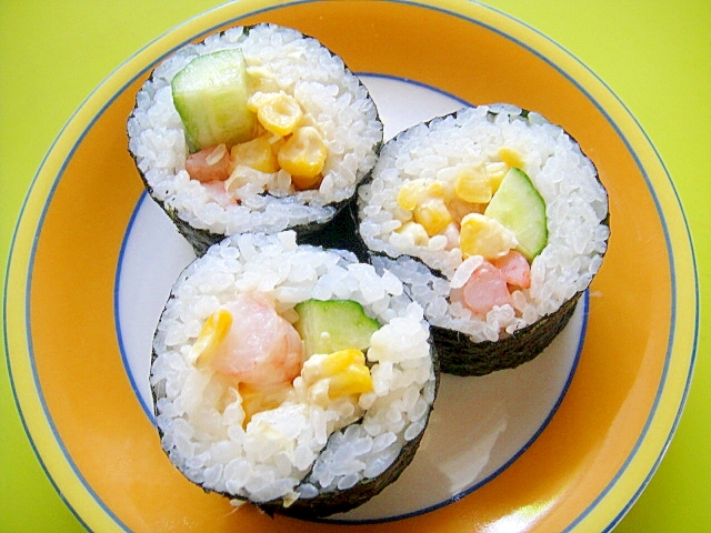 海老マヨコーンときゅうりの巻き寿司 レシピ 作り方 By Mint 楽天レシピ 海老マヨコーンときゅうりの巻き寿司 レシピ 作り方 By Mint 楽天レシピ