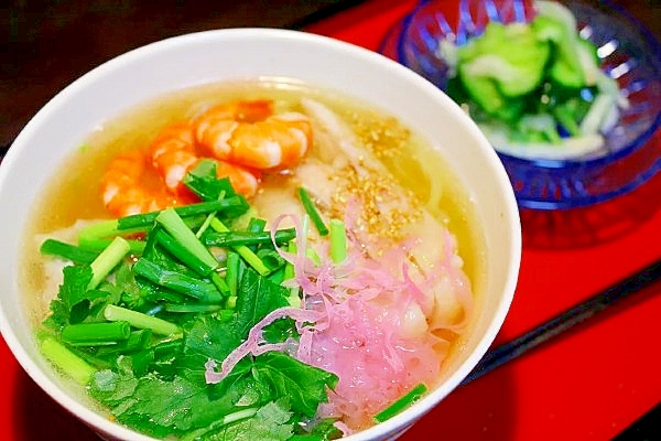 鶏と海老のにゅうめん