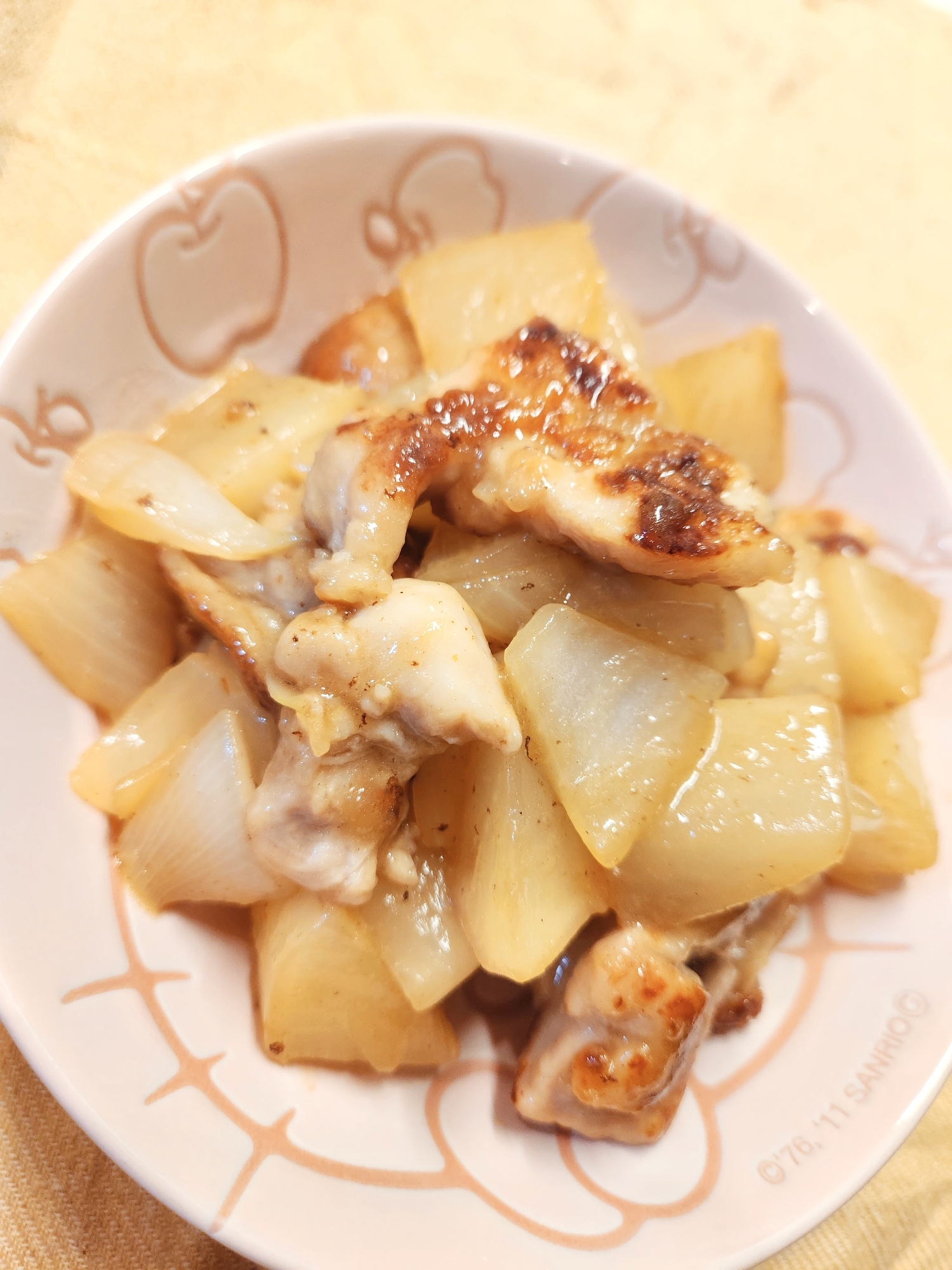 【おかず】大根と鶏肉のピリ辛中華炒め