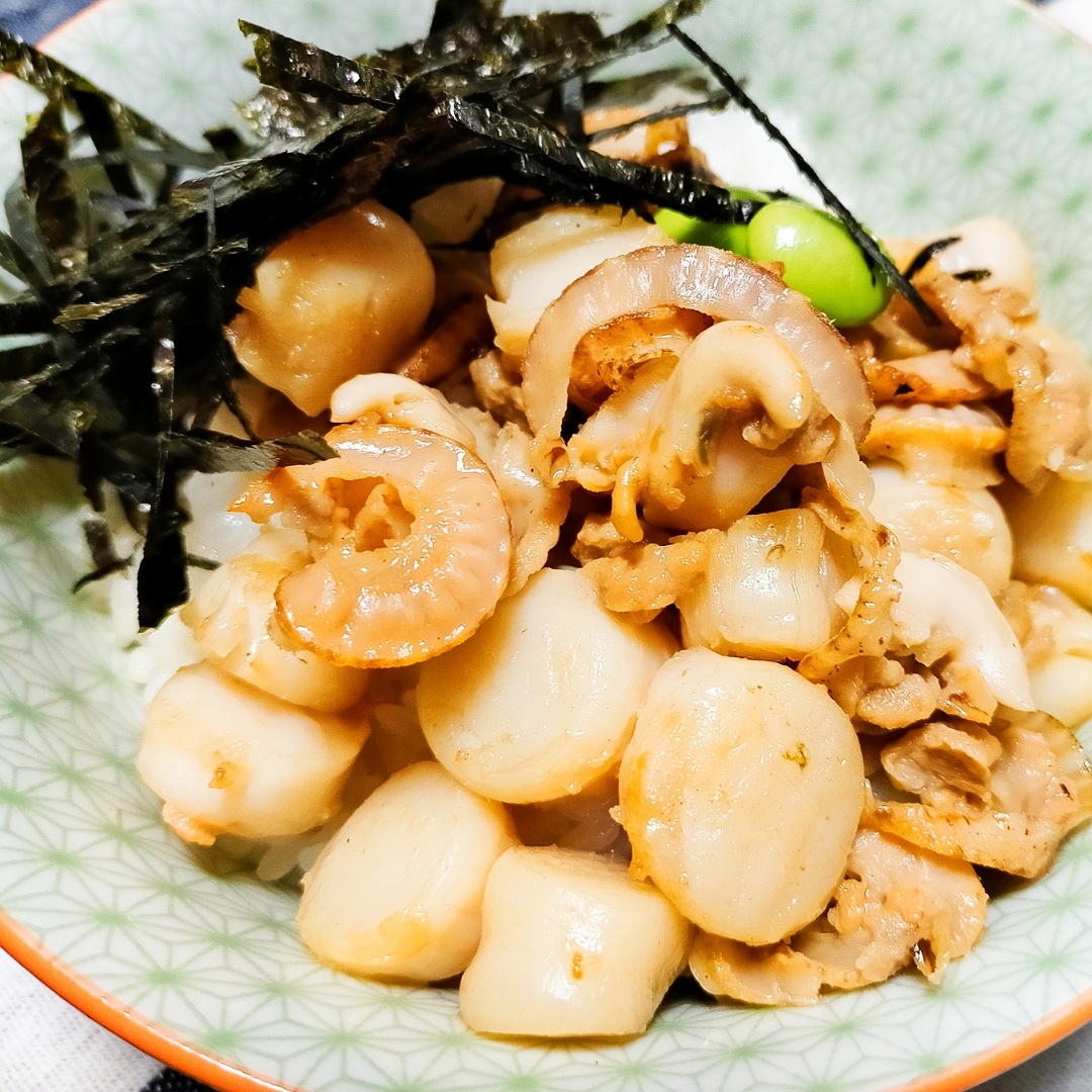 ホタテのバター醤油 丼