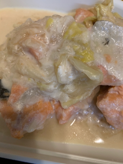 【ガス代節約】鮭とキャベツの米粉豆乳クリーム煮