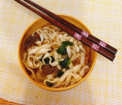 牛肉と水菜と落とし卵のうどん❤