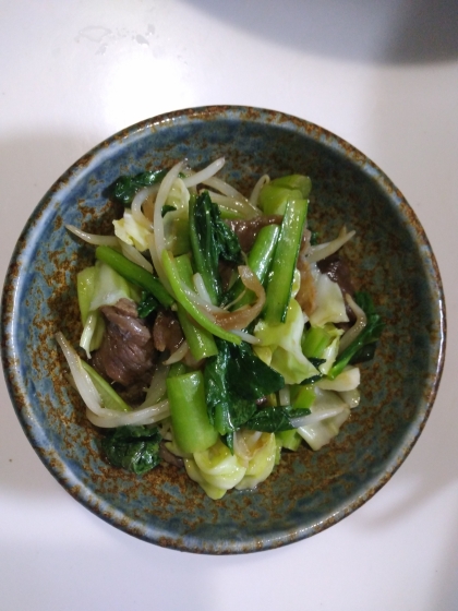 小松菜とキャベツの肉炒め