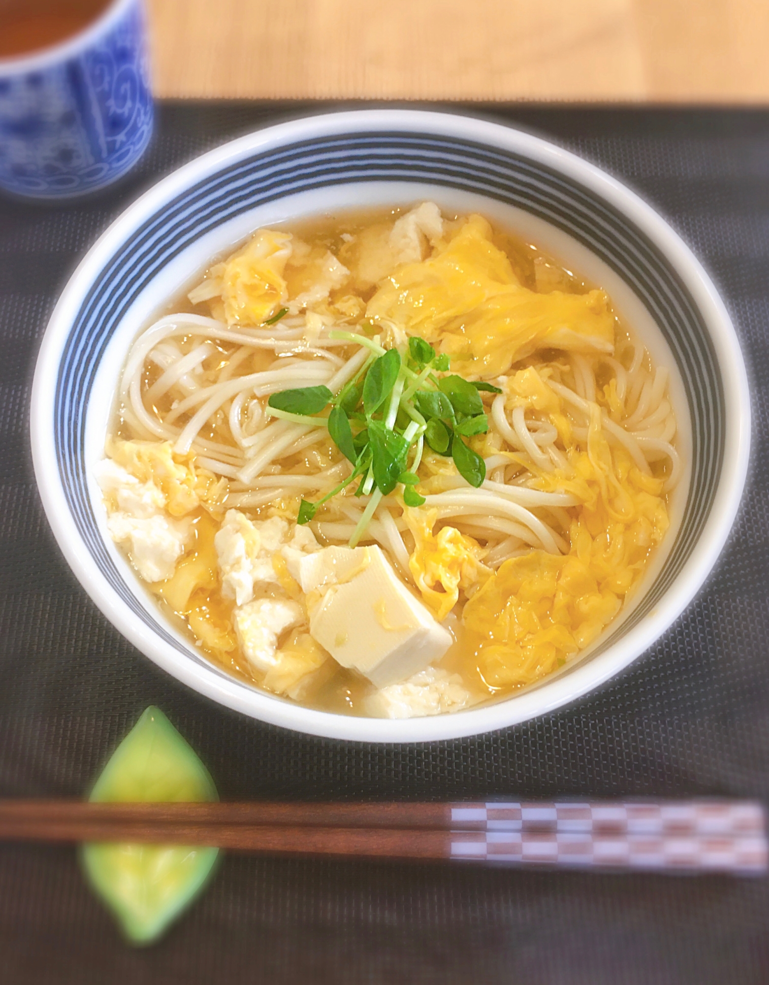 熱々ほわほわ♡くずし豆腐とふわふわ卵のにゅう麺