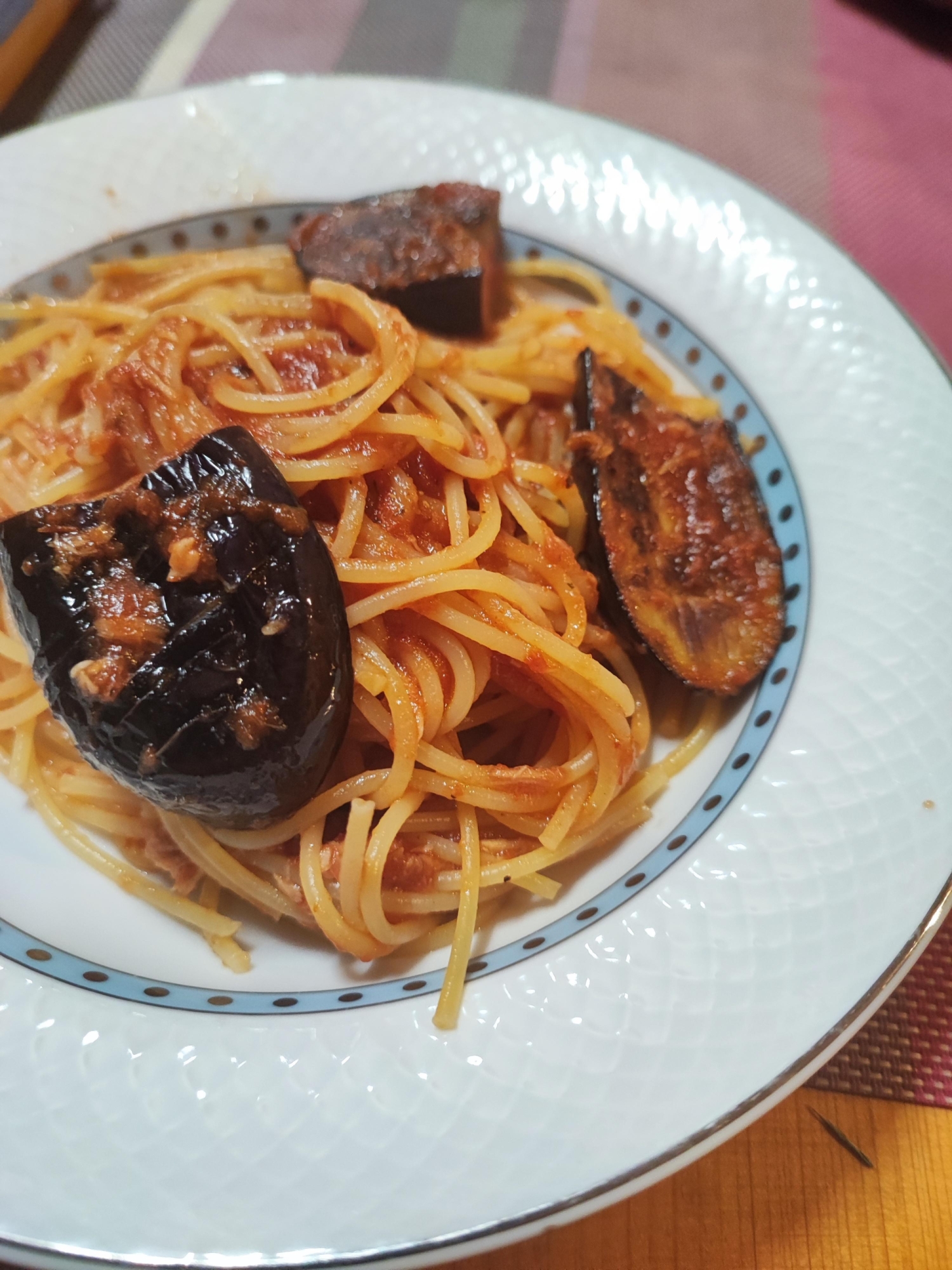 ピザソースで作る☆焼き茄子スパゲッティ