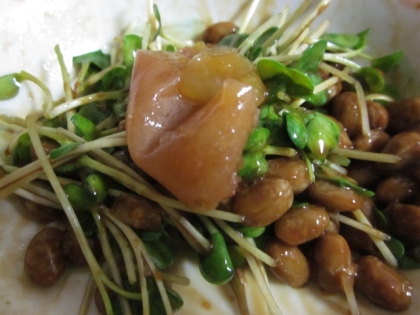 納豆の食べ方-梅ネギ生姜♪