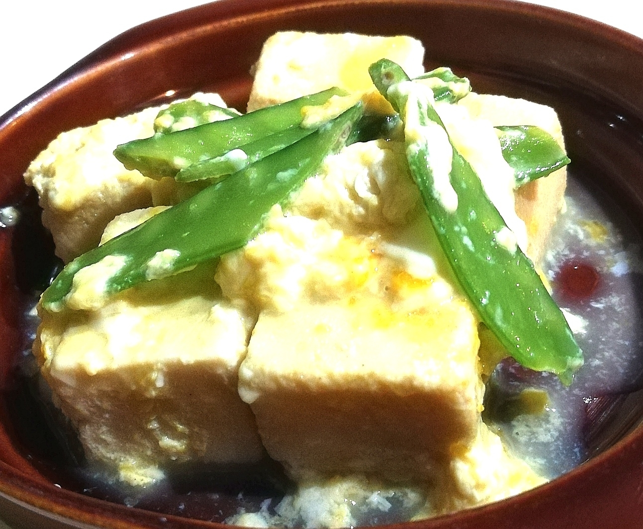 高野豆腐と絹さやの卵とじ