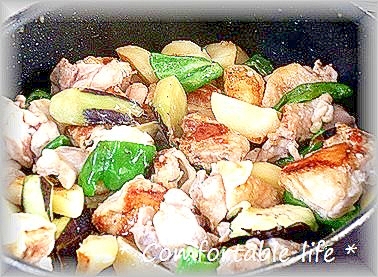 ★”夏野菜と鶏肉のぎゅうぎゅう焼き　中華風