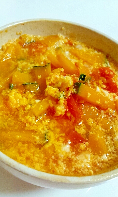 離乳食◎ケチャップ味★かぼちゃトマトの卵スープ