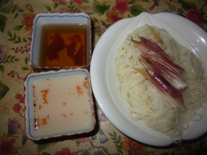 豆乳ダレと梅ダレ！コクうま～つけ麺風冷やしそうめん