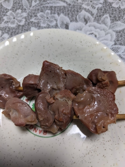 みりん醤油漬けの砂肝のグリル焼き。