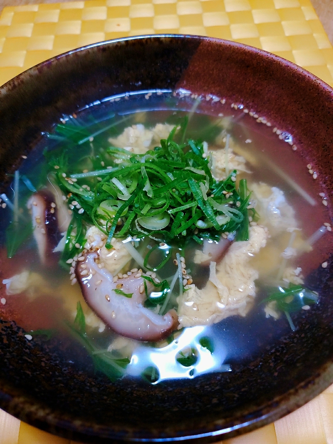 水菜と椎茸の玉子スープ