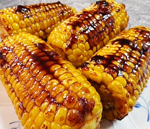 醤油じゅわー、焼きとうもろこし