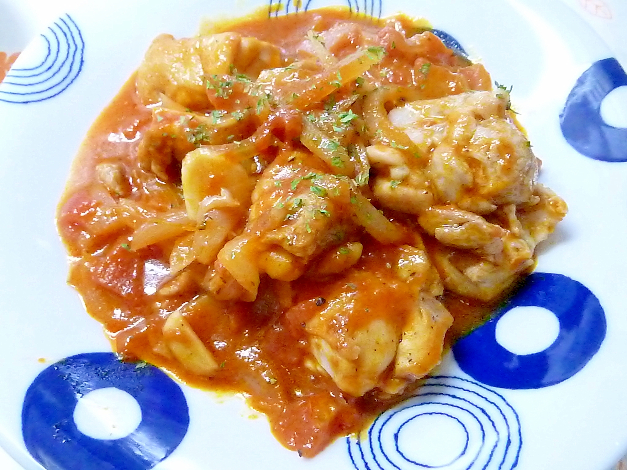 ささっとできる、鶏のトマト煮