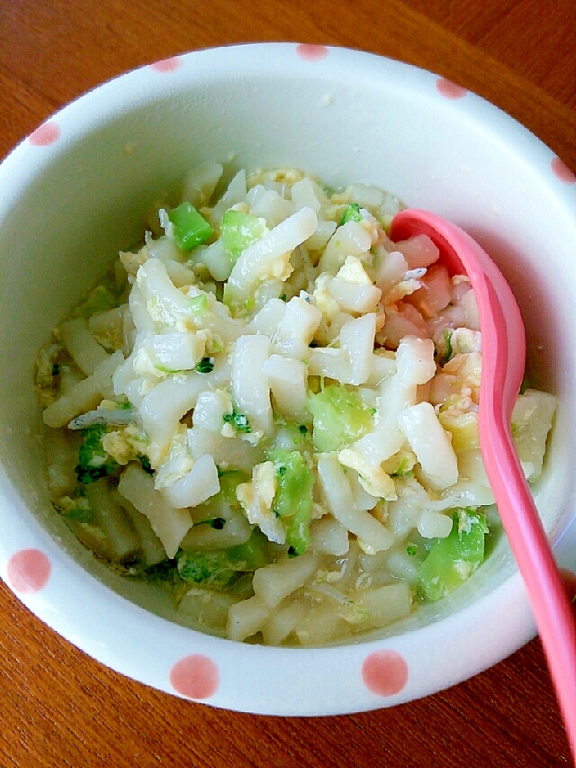 離乳食☆ちりめんじゃことブロッコリーの卵とじうどん