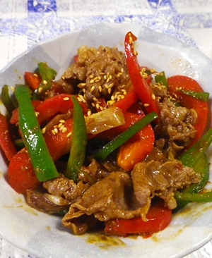 パプリカピーマン牛ばらの豆鼓醤炒め