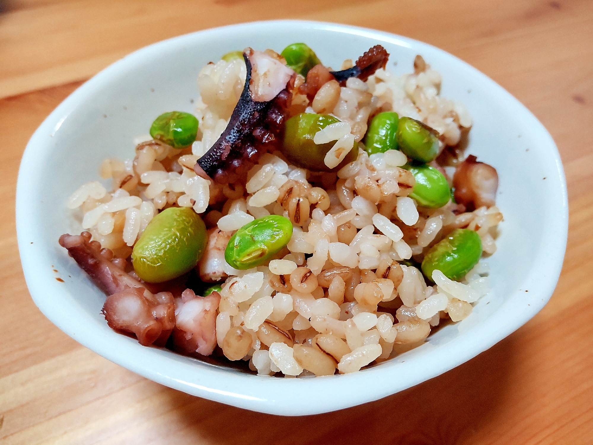 たこと枝豆の混ぜごはん