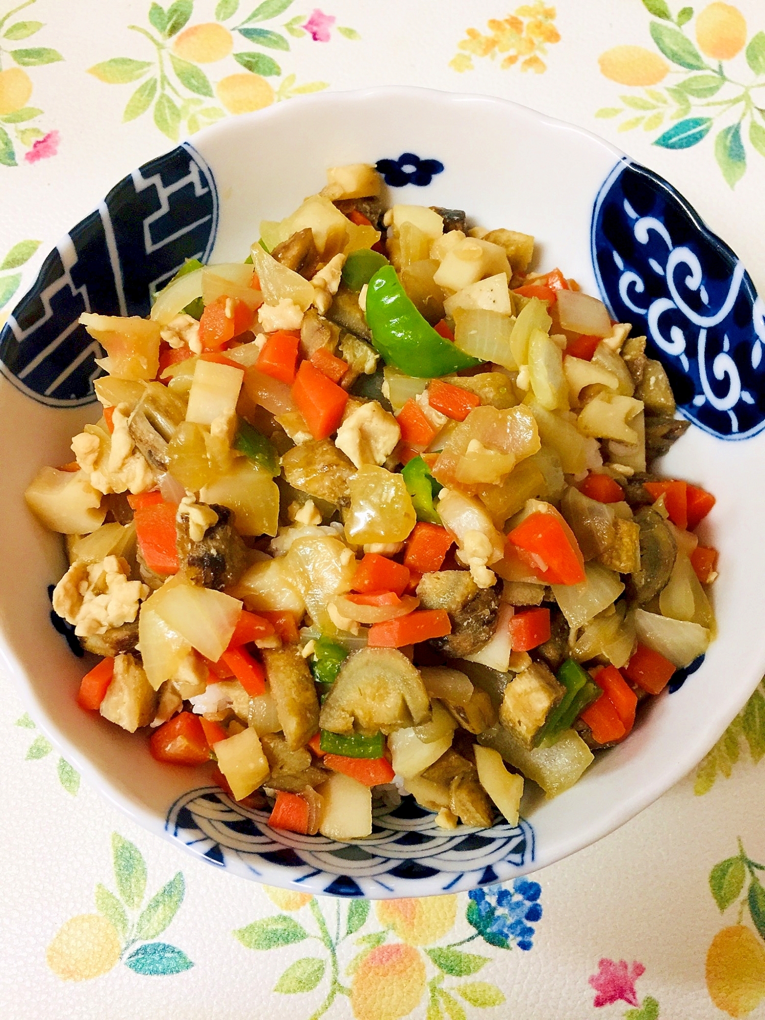 根菜の和風ガパオライス風