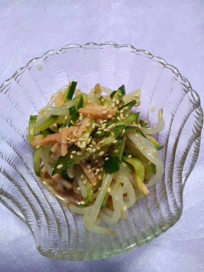 ハムときゅうりともやしの中華サラダ