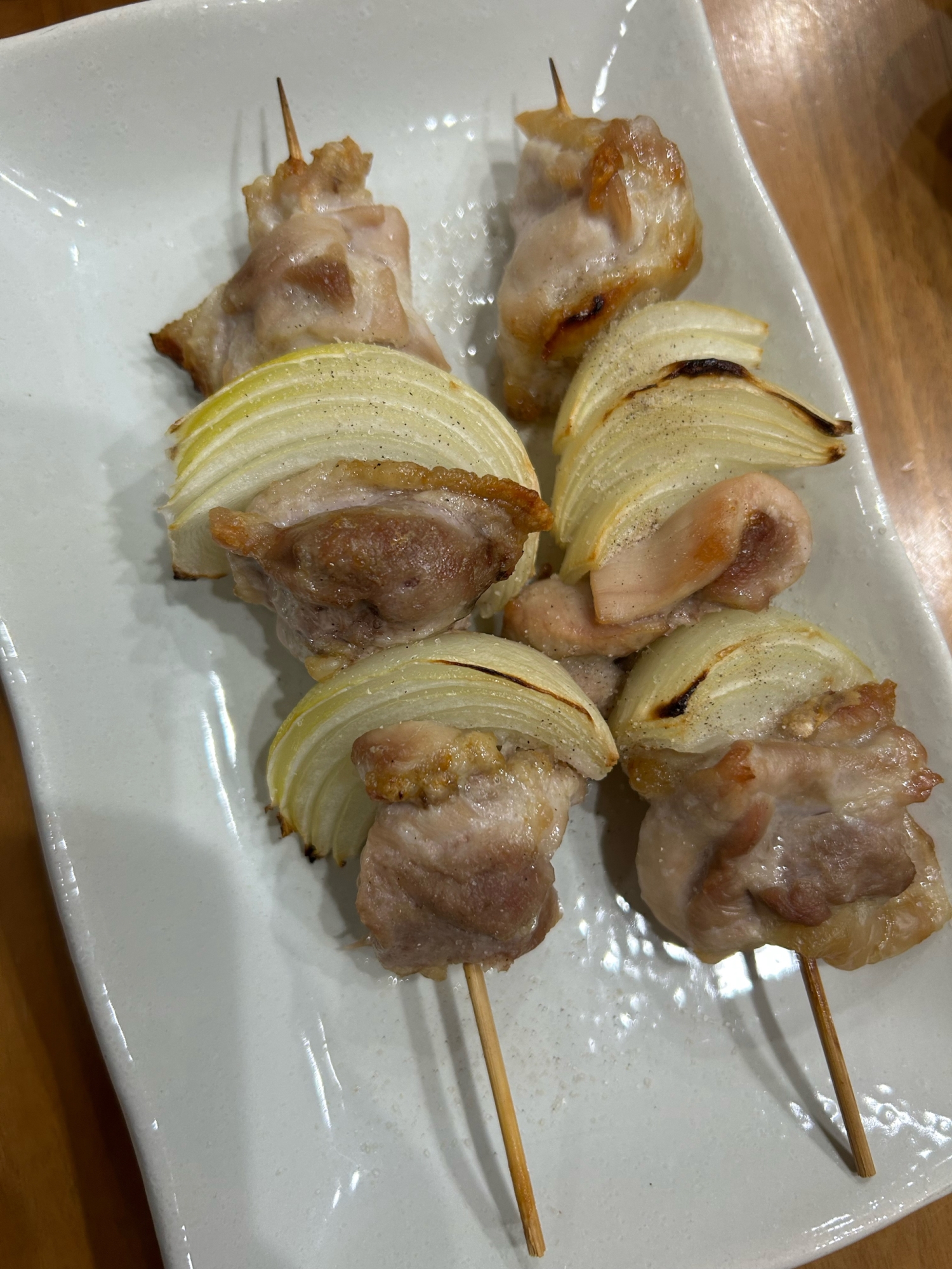 玉ねぎと鶏肉で焼き鳥