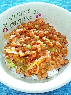 納豆の食べ方-キムチ＆ガリ♪