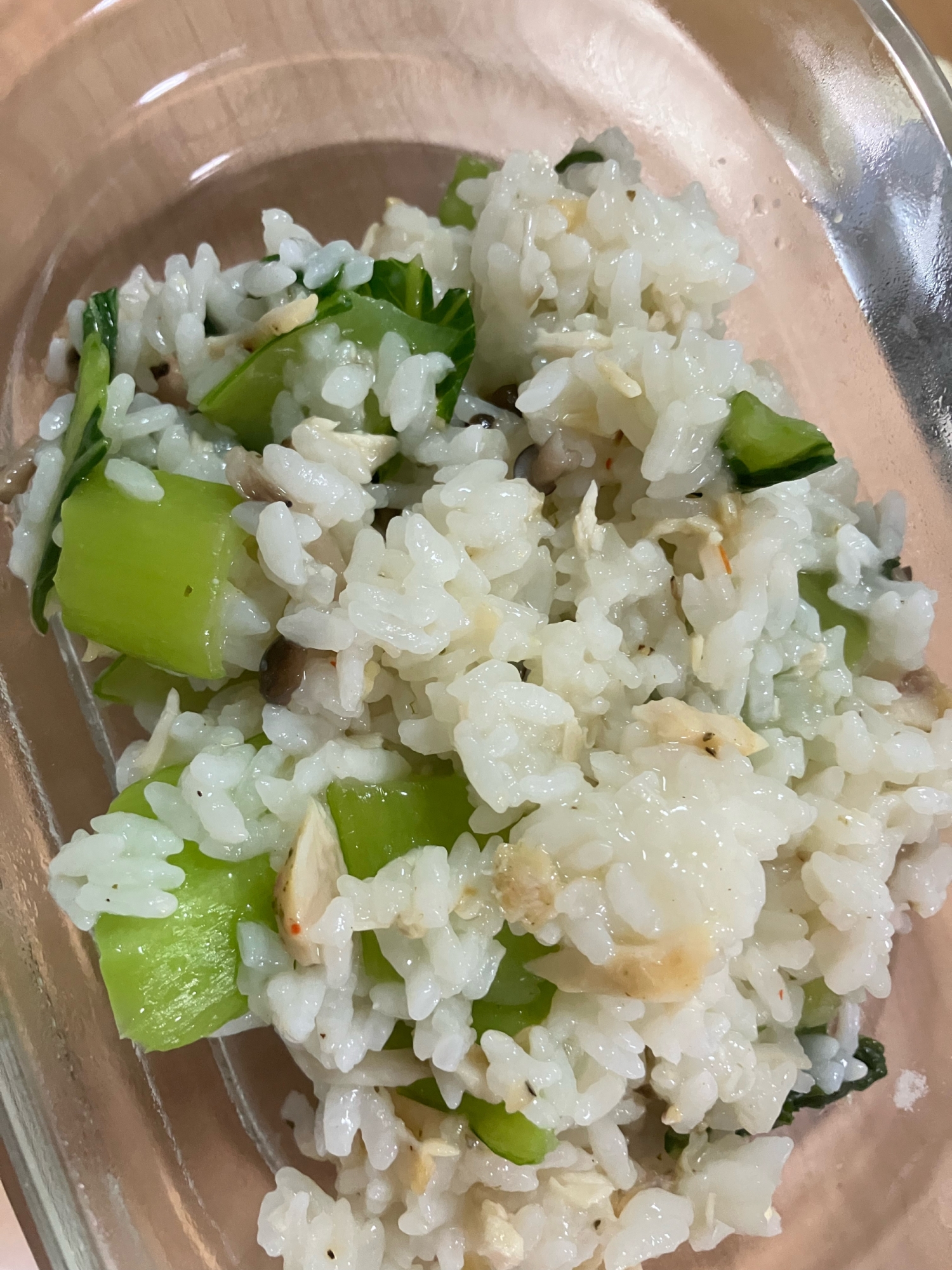 土鍋おじや　ハーブチキン×青梗菜