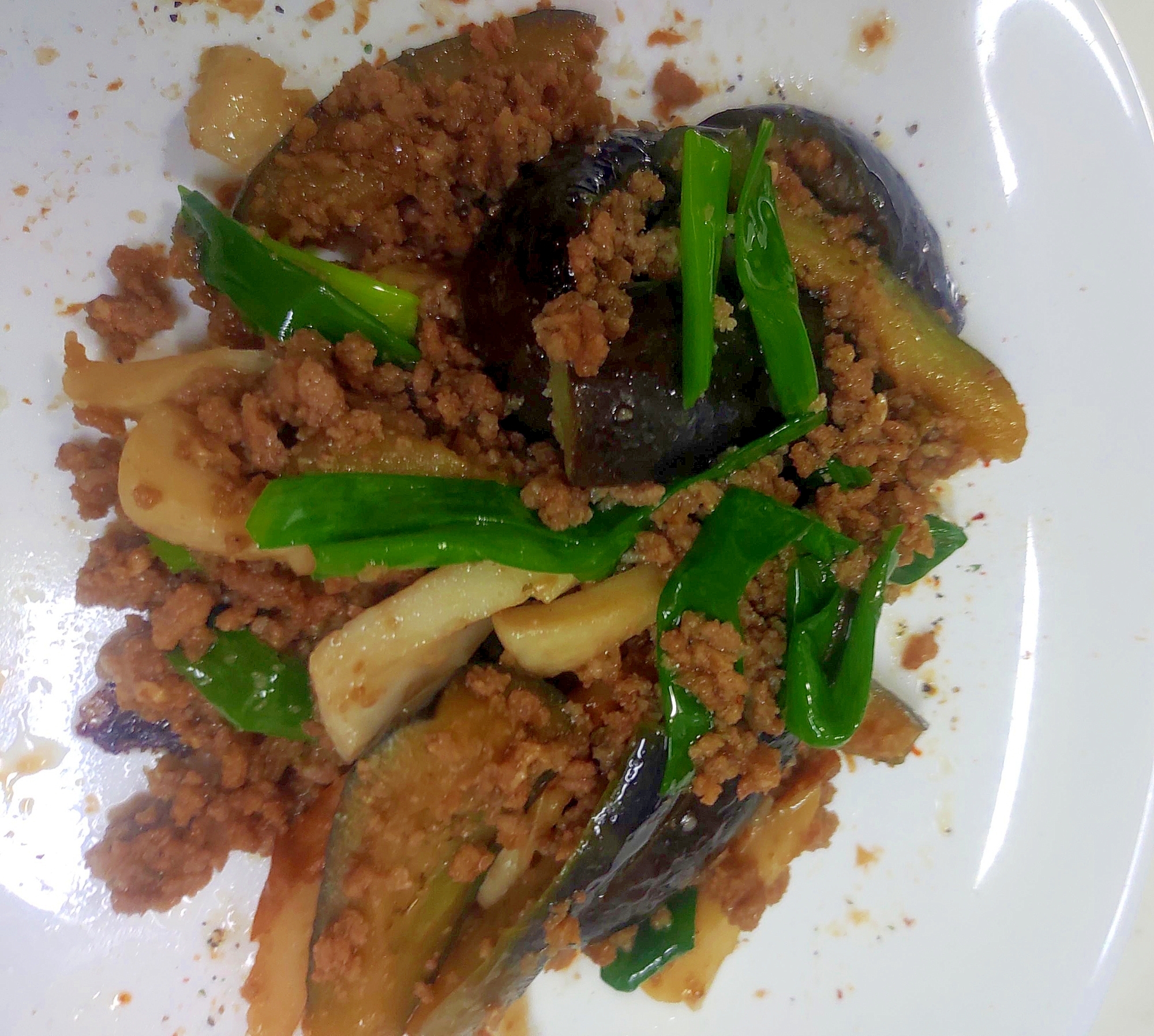 なすとひき肉炒め