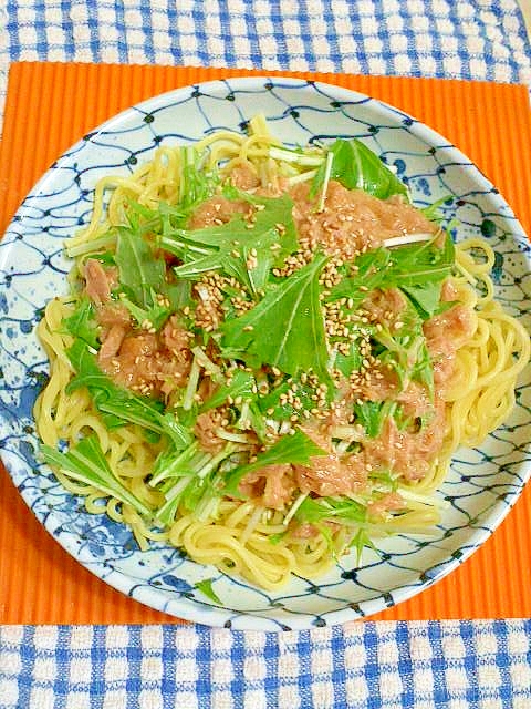 ツナと水菜のサラダ麺♪