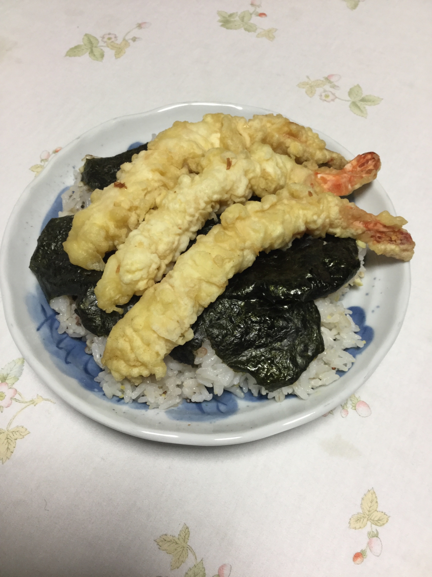 のり弁風海老天丼