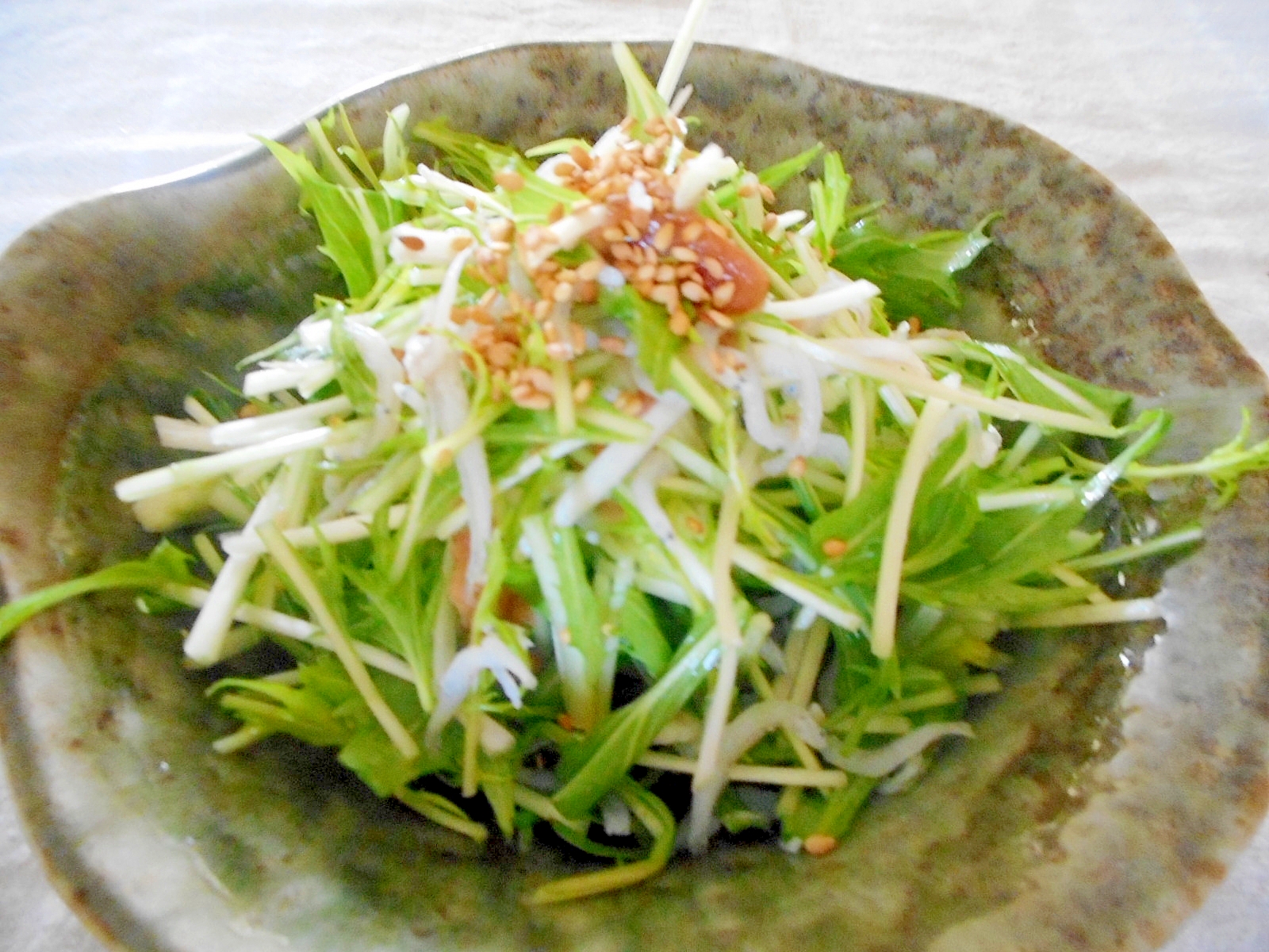 水菜の梅しらすサラダ レシピ 作り方 By Mococo05 楽天レシピ