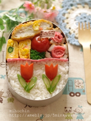 5min 赤ウインナーのチューリップ弁当 レシピ 作り方 By みほちんｗｗ 楽天レシピ