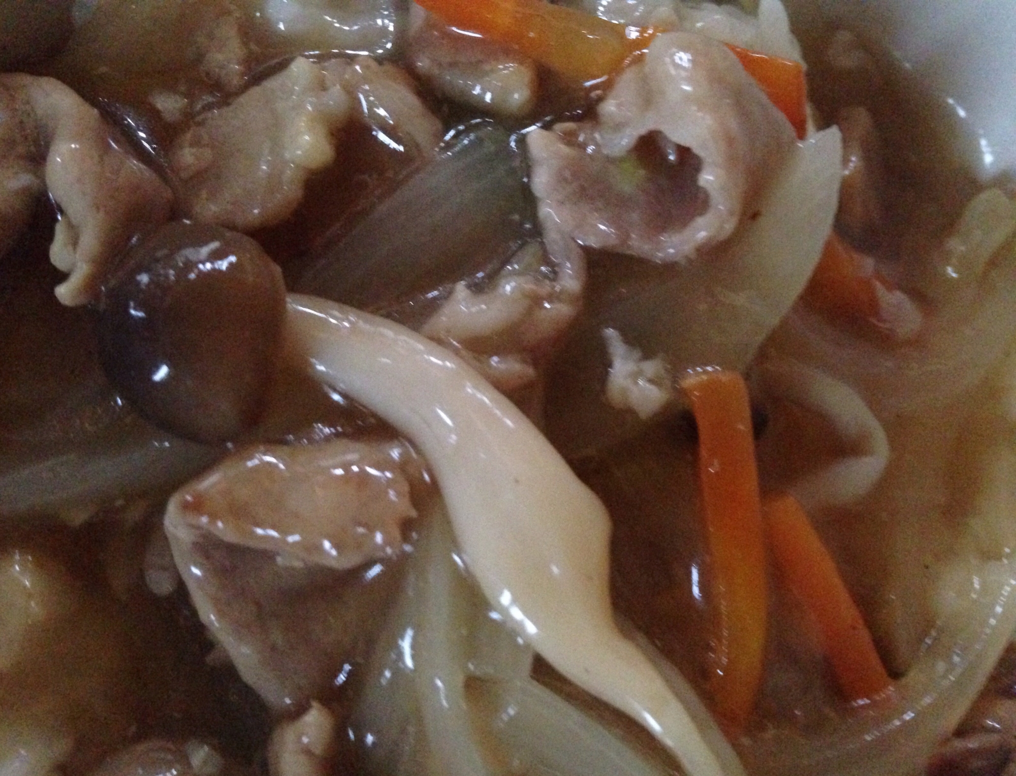 たまねぎと人参と豚肉としめじのあんかけうどん レシピ 作り方 By Tommeg12 楽天レシピ