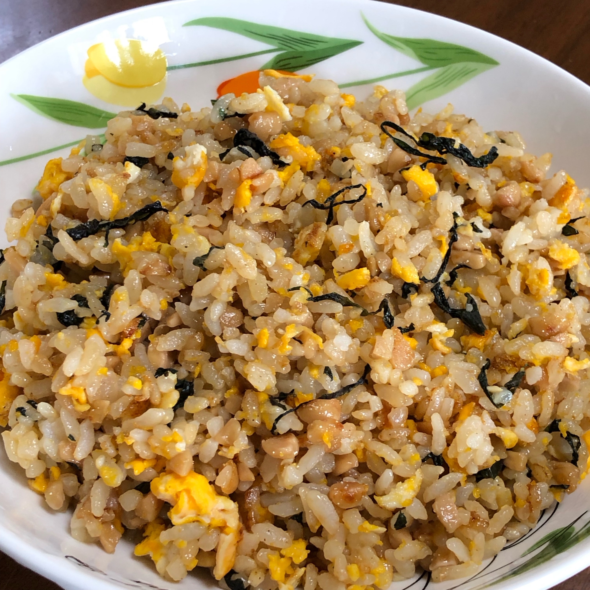 ひきわり納豆と赤紫蘇の卵チャーハン