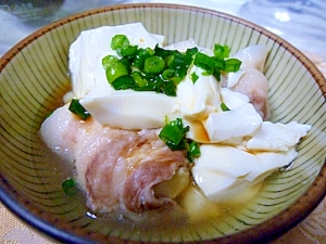 湯豆腐の豚肉巻き