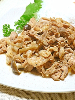 豚肉としめじのしゃぶしゃぶ生姜焼き