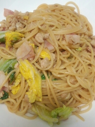 白菜のパスタ初めてでしたが、とっても美味しかったです♪残っていた万能挽肉も入れちゃいました(^^;)ごちそうさまでした！