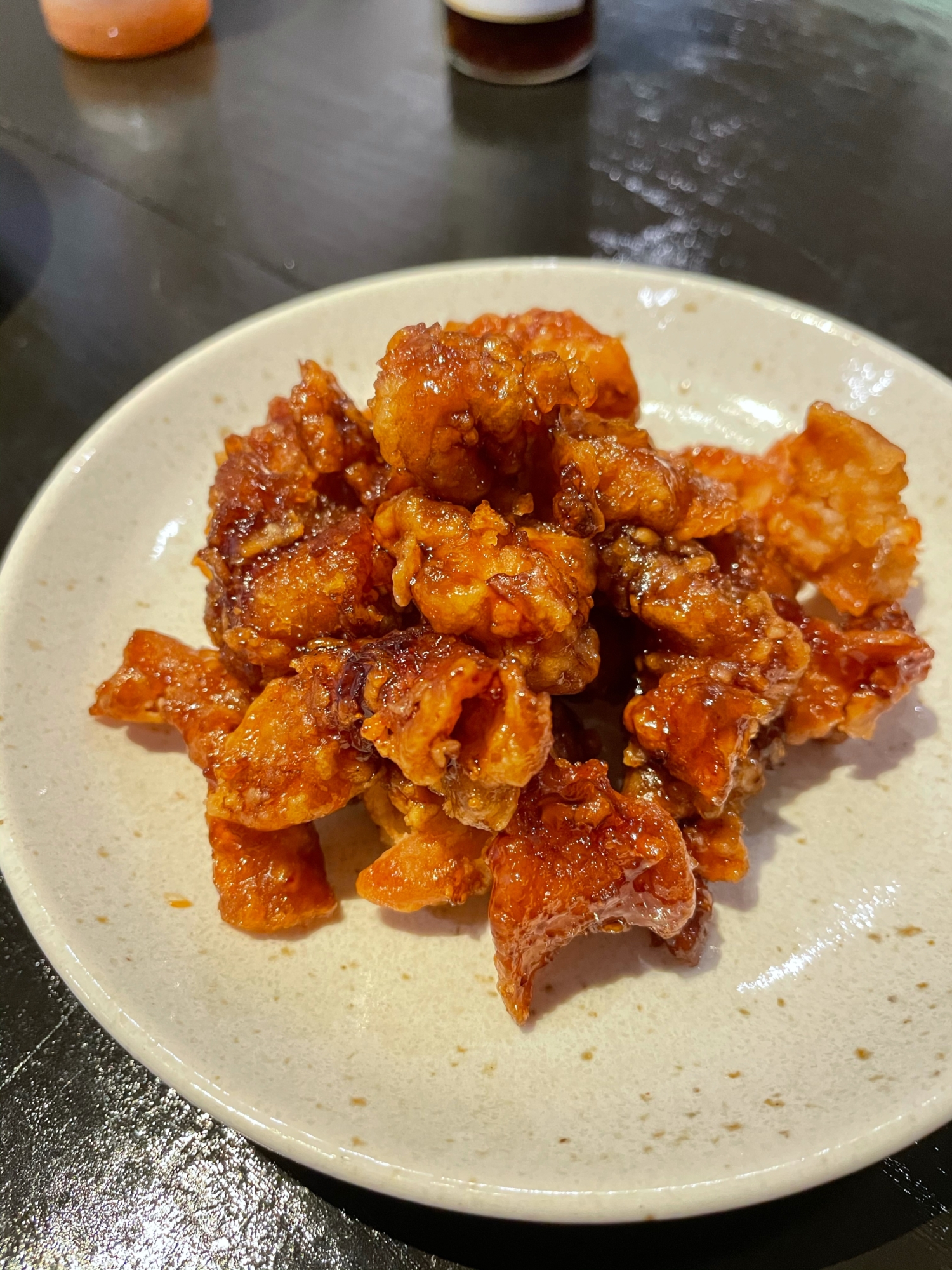 鶏皮唐揚げの甘辛だれ